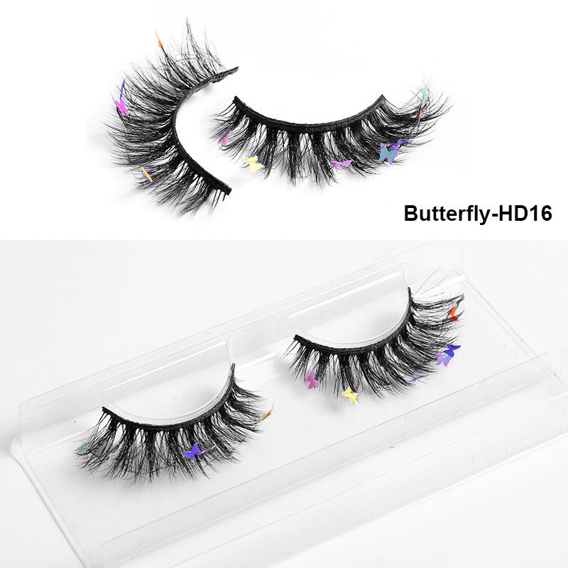 HKM-765203 Multi-Layered Artificial Mink Hair Butterfly False Eyelashes with Natural Curl