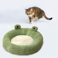 HKM-202003 Cartoon Frog Shape Cat and Small Dog Bed - Cozy Plush Pet Nest for Indoor Comfort