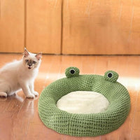 HKM-202003 Cartoon Frog Shape Cat and Small Dog Bed - Cozy Plush Pet Nest for Indoor Comfort