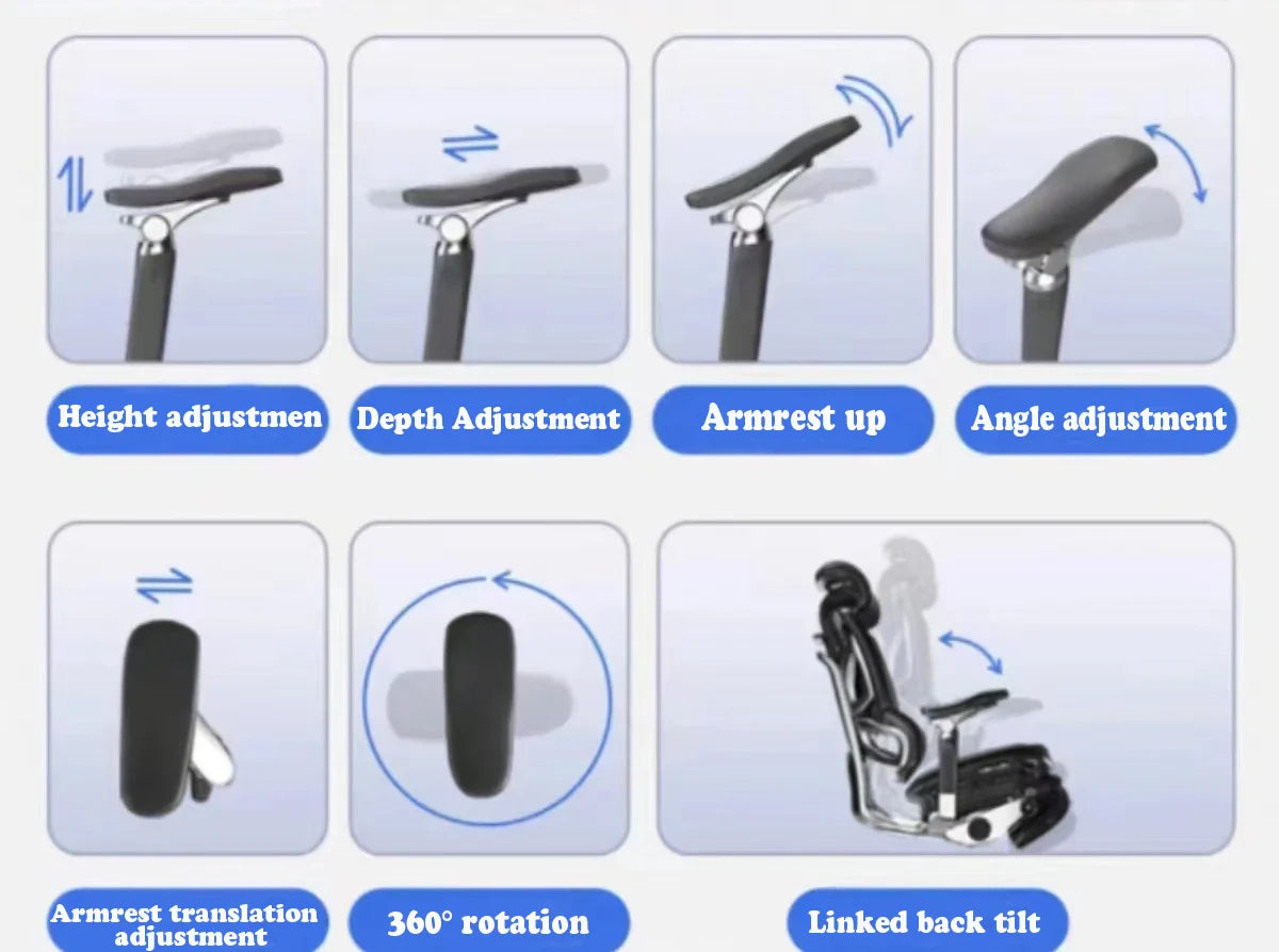 KTX-646547 Ergonomic Executive Chair with Butterfly Back Design and 7D Armrest, Featuring Footrest and Mesh Fabric