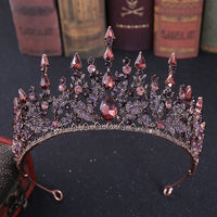 HKM-076115 Elegant Crown Headdress with White Crystals for Bridal Accessories