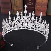 HKM-076115 Elegant Crown Headdress with White Crystals for Bridal Accessories