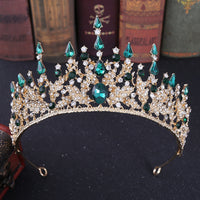 HKM-076115 Elegant Crown Headdress with White Crystals for Bridal Accessories