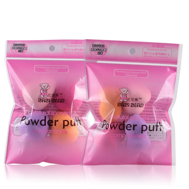 HKM-315539 Small Latex Gourd Wet and Dry Makeup Sponge Set - 4 Beauty Eggs for Flawless Application