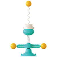HKM-519827 Interactive Cat Toy Spring Turntable Ball - Cute Cartoon Design in Pink, Lake Blue, and Yellow