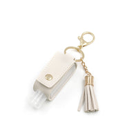 HKM-755667 Portable Keychain Hand Sanitizer Bottle with Leather Card Holder - 30ml Refillable Travel Container in Multiple Colors