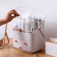HKM-732115 Large Capacity Dust-Proof Plastic Clamshell Cosmetic Storage Box with Drawer