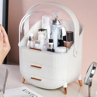 HKM-732115 Large Capacity Dust-Proof Plastic Clamshell Cosmetic Storage Box with Drawer
