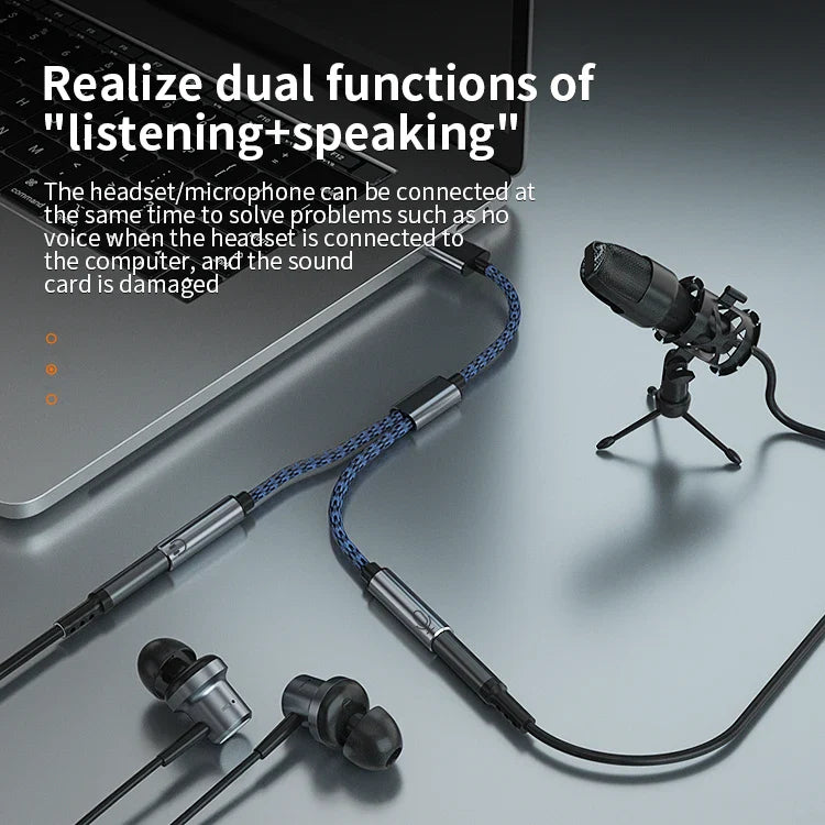 KTX-698131 USB to 3.5mm Audio Splitter Cable for Headphones and Microphones - Dual Female Connections