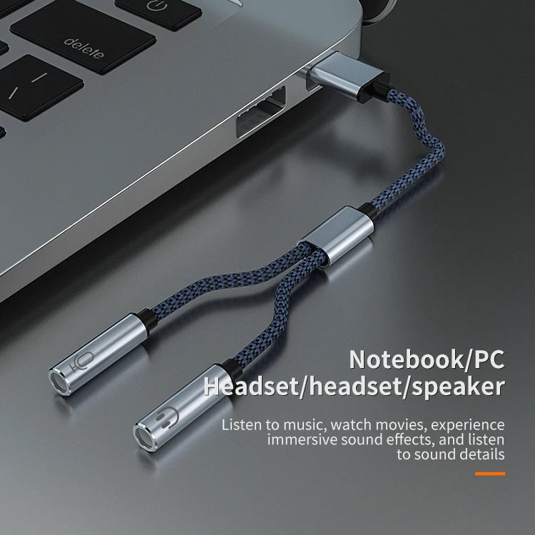 KTX-698131 USB to 3.5mm Audio Splitter Cable for Headphones and Microphones - Dual Female Connections