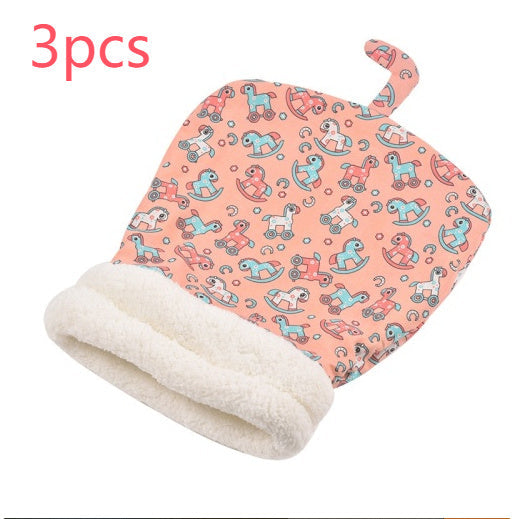 HKM-656147 Thickened Pocketable Winter Cat Nest Sleeping Bag in Blue Rabbit, Pink Deer, Yellow Bear