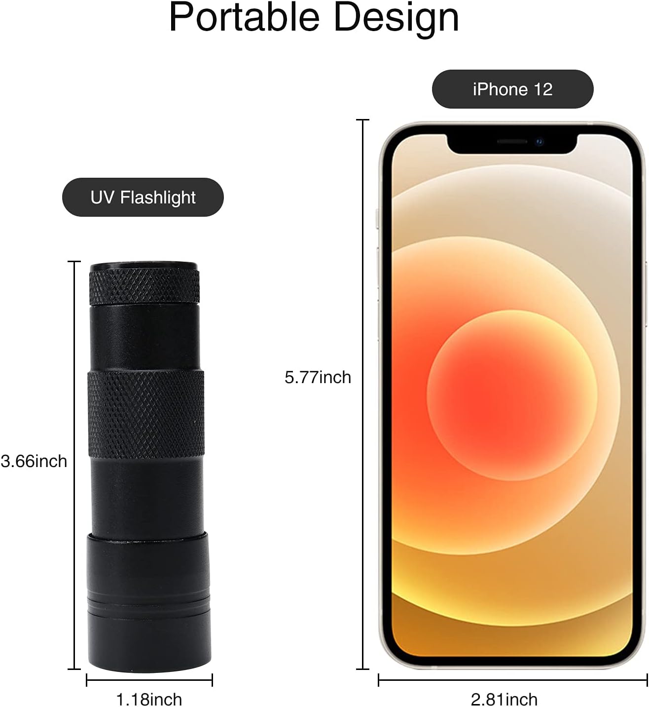 JMT-547466 Mini UV LED Flashlight for Detecting Pet Urine, Bed Bugs, and Scorpions