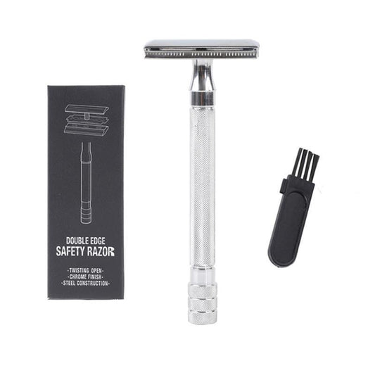 HKM-851667 Manual Pogonotomy Scraper Set with Brush - Black and Silver Finish