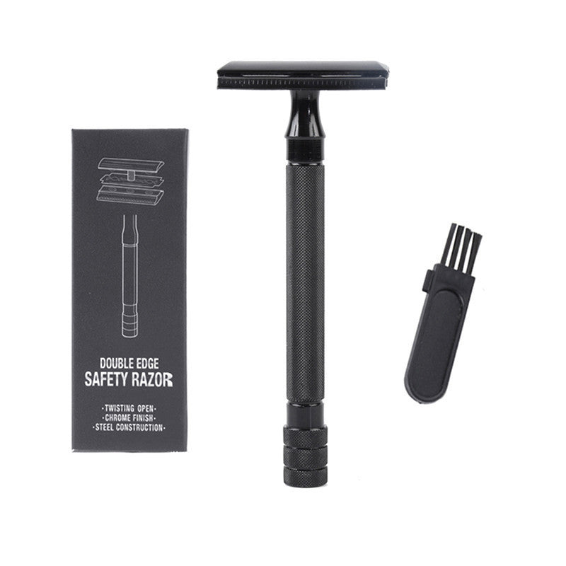 HKM-851667 Manual Pogonotomy Scraper Set with Brush - Black and Silver Finish