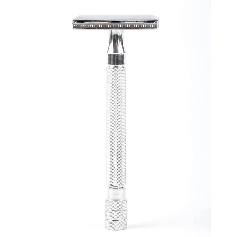 HKM-851667 Manual Pogonotomy Scraper Set with Brush - Black and Silver Finish
