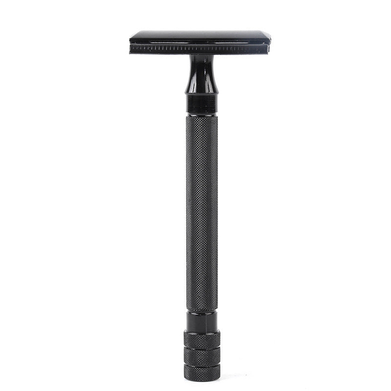 HKM-851667 Manual Pogonotomy Scraper Set with Brush - Black and Silver Finish