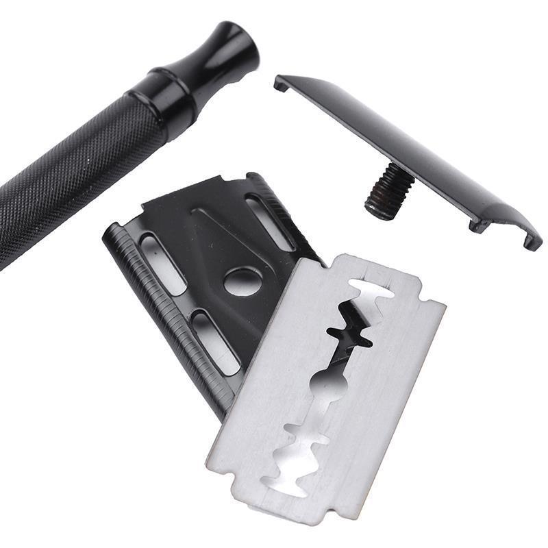 HKM-851667 Manual Pogonotomy Scraper Set with Brush - Black and Silver Finish