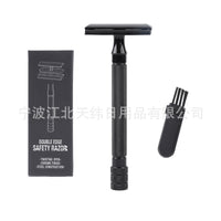 HKM-851667 Manual Pogonotomy Scraper Set with Brush - Black and Silver Finish