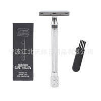HKM-851667 Manual Pogonotomy Scraper Set with Brush - Black and Silver Finish