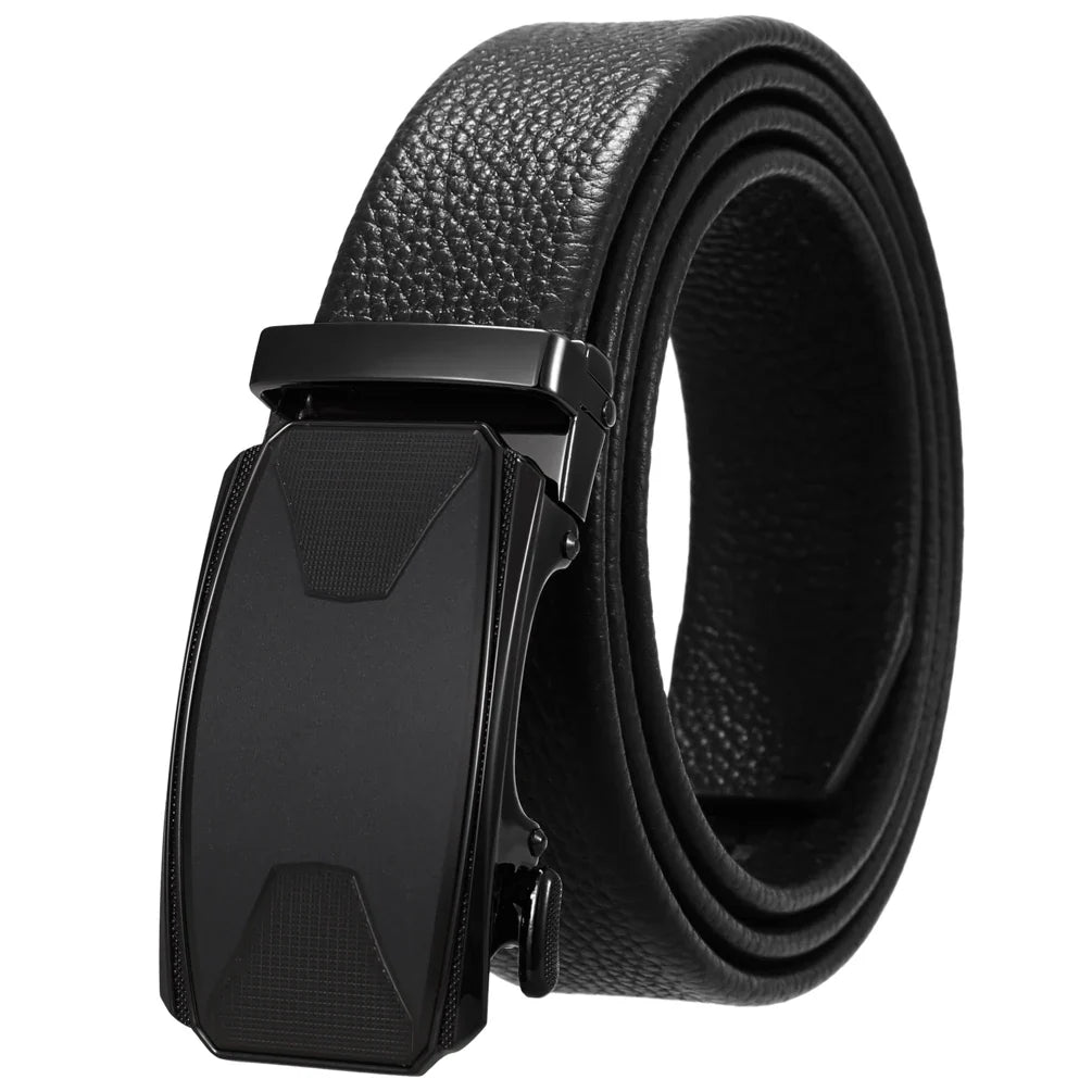 HKM-930515 Men's Custom Size Cowhide Leather Belt - Solid Design, Country of Origin: China