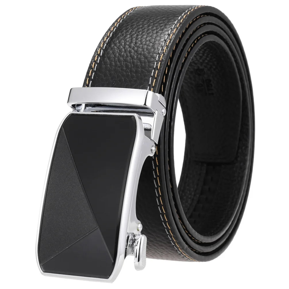 HKM-930515 Men's Custom Size Cowhide Leather Belt - Solid Design, Country of Origin: China