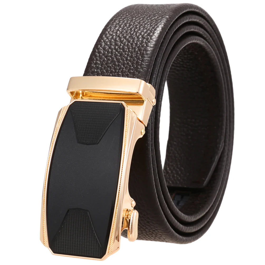 HKM-930515 Men's Custom Size Cowhide Leather Belt - Solid Design, Country of Origin: China