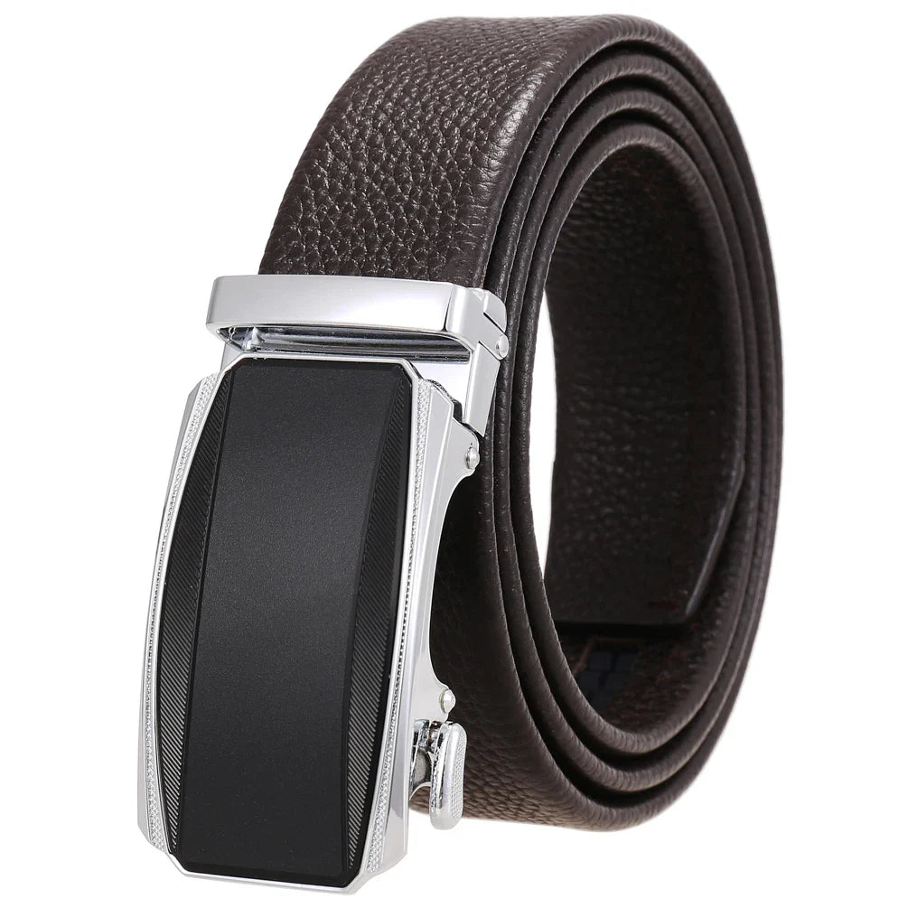 HKM-930515 Men's Custom Size Cowhide Leather Belt - Solid Design, Country of Origin: China