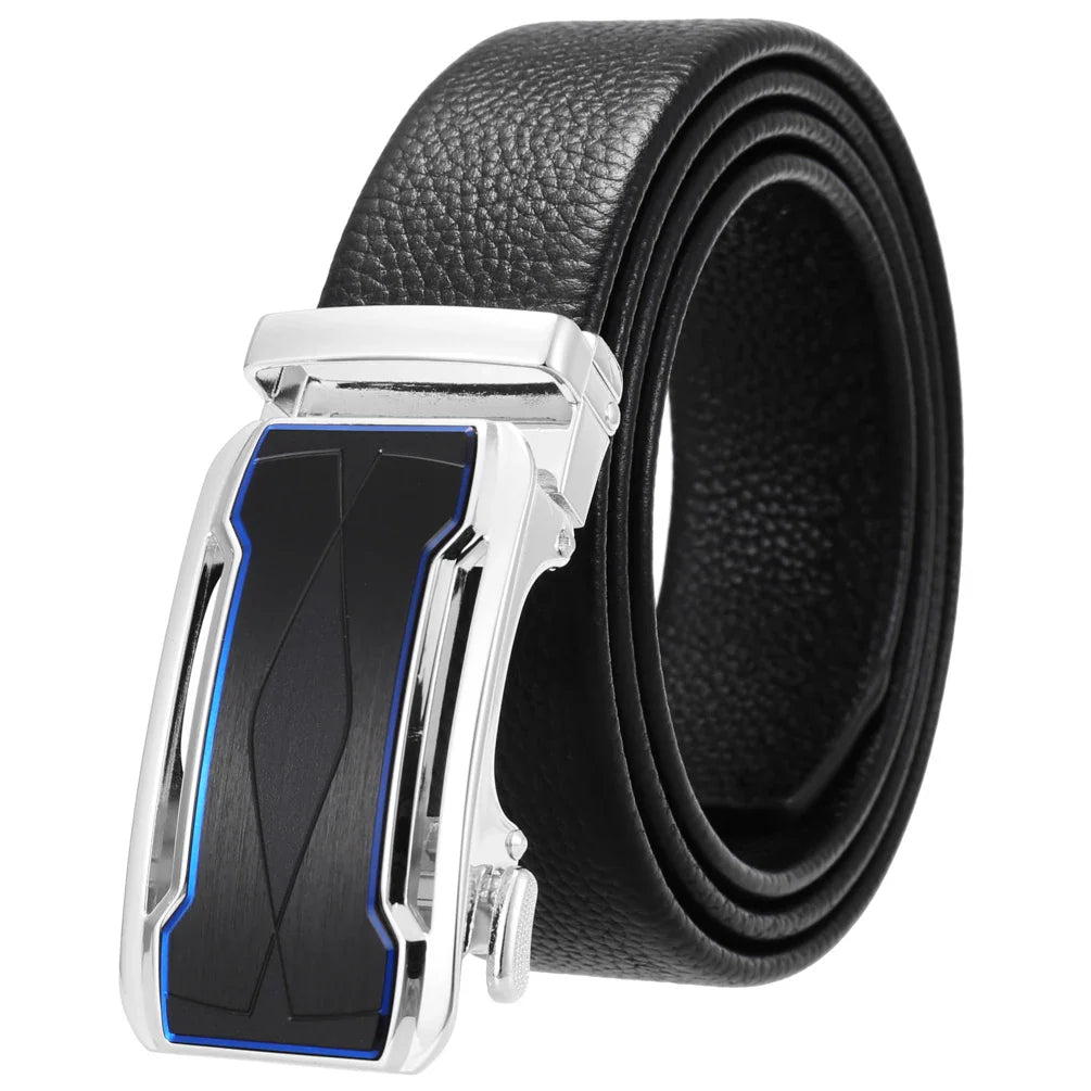 HKM-930515 Men's Custom Size Cowhide Leather Belt - Solid Design, Country of Origin: China