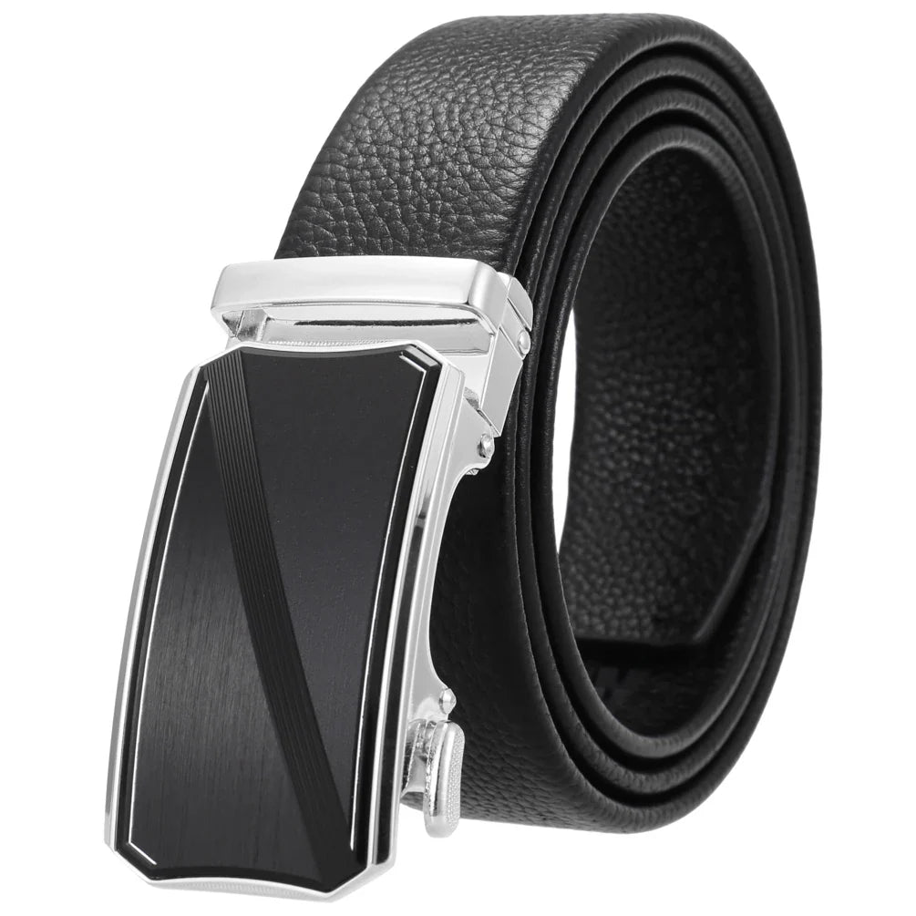 HKM-930515 Men's Custom Size Cowhide Leather Belt - Solid Design, Country of Origin: China