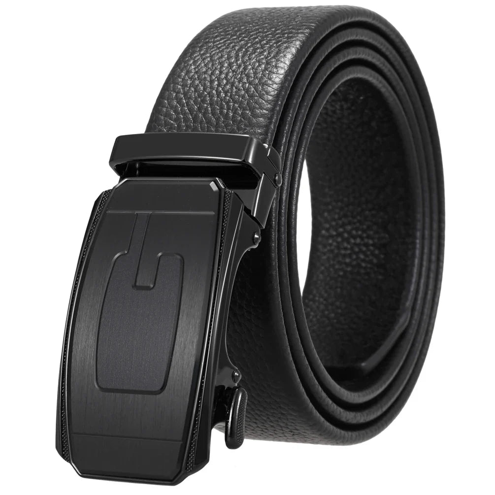 HKM-930515 Men's Custom Size Cowhide Leather Belt - Solid Design, Country of Origin: China