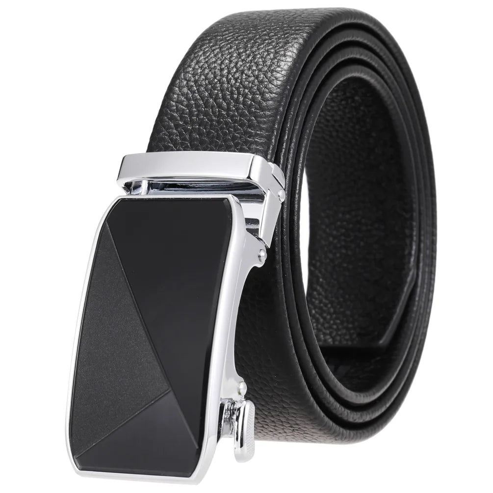 HKM-930515 Men's Custom Size Cowhide Leather Belt - Solid Design, Country of Origin: China