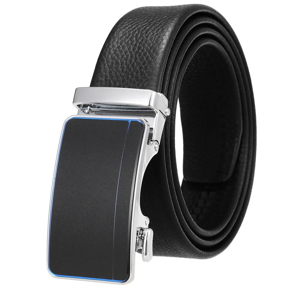 HKM-930515 Men's Custom Size Cowhide Leather Belt - Solid Design, Country of Origin: China