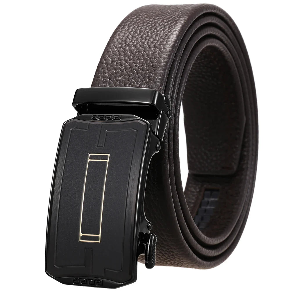 HKM-930515 Men's Custom Size Cowhide Leather Belt - Solid Design, Country of Origin: China