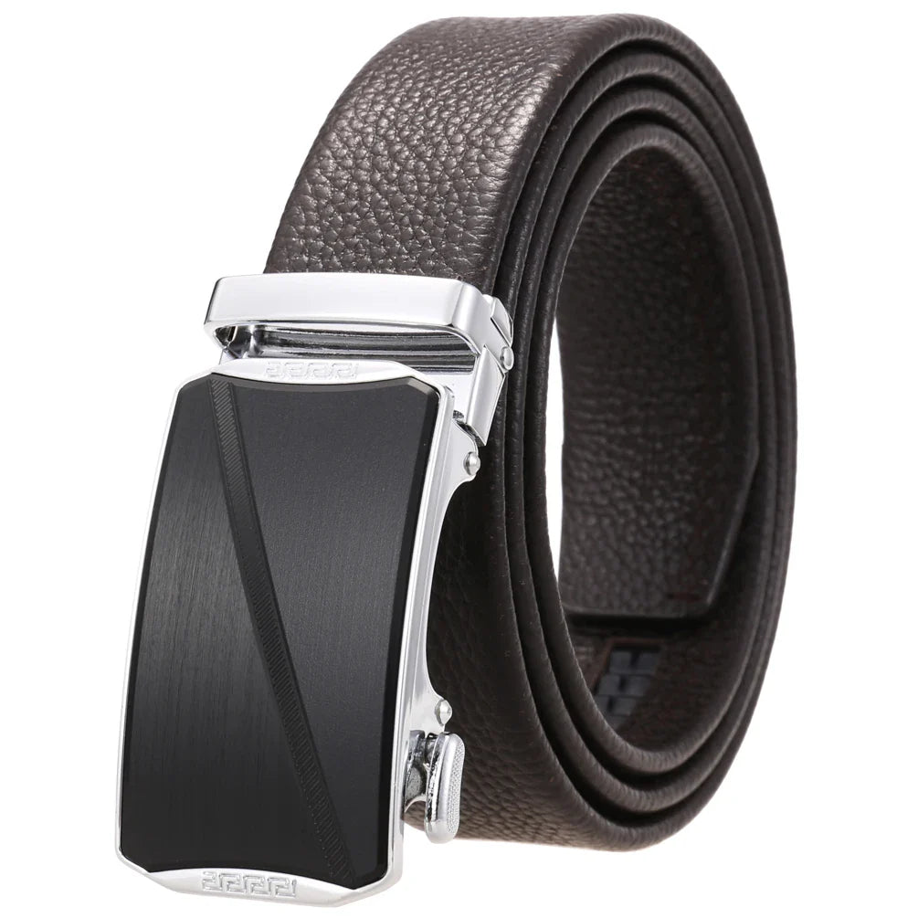 HKM-930515 Men's Custom Size Cowhide Leather Belt - Solid Design, Country of Origin: China