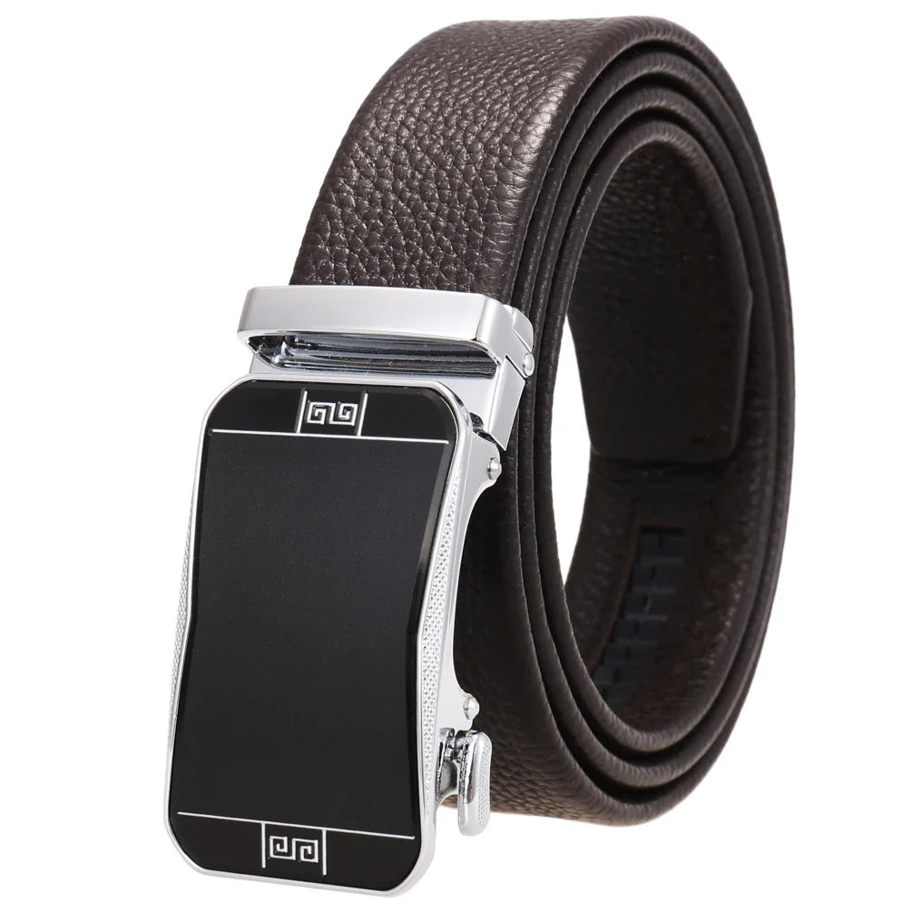 HKM-930515 Men's Custom Size Cowhide Leather Belt - Solid Design, Country of Origin: China