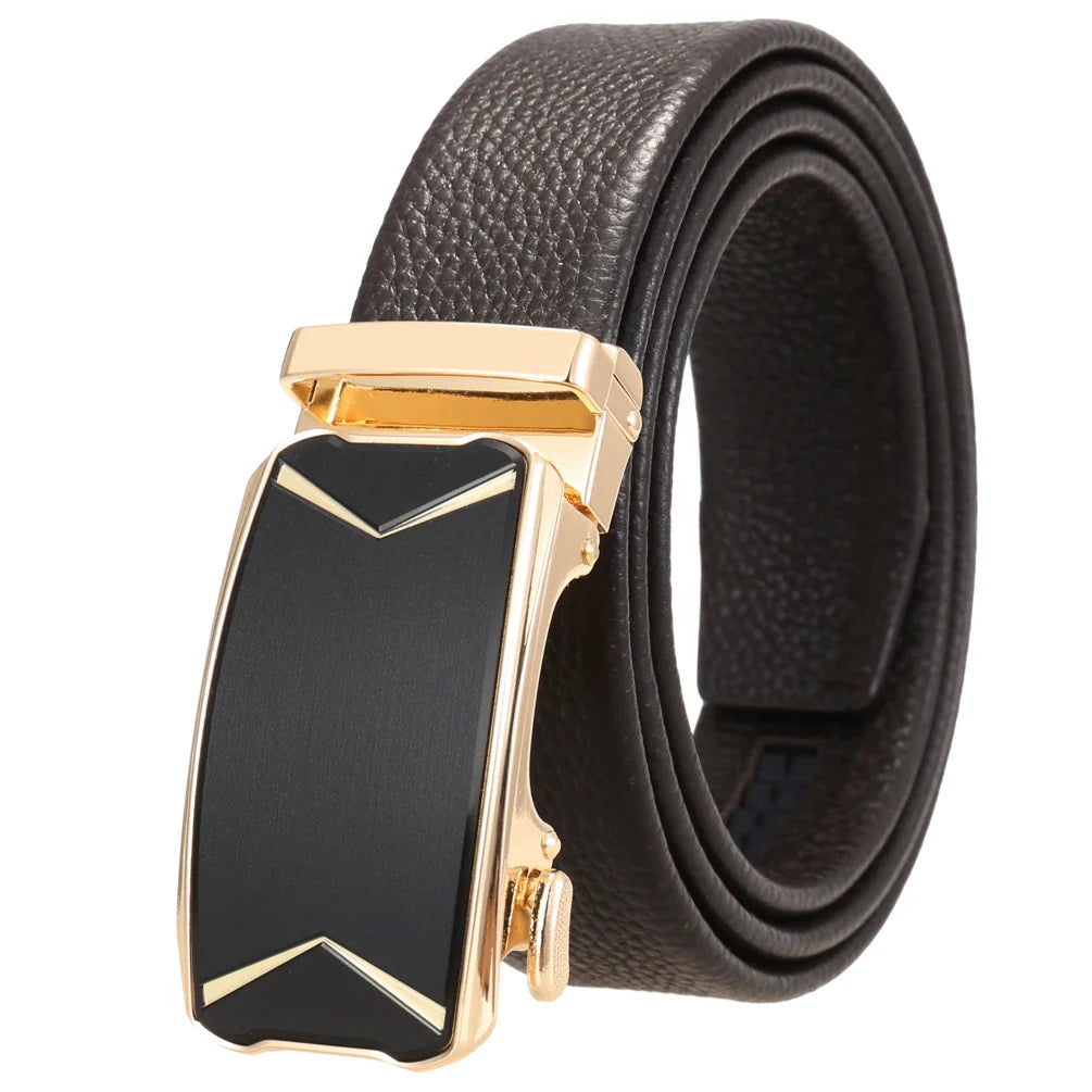 HKM-930515 Men's Custom Size Cowhide Leather Belt - Solid Design, Country of Origin: China