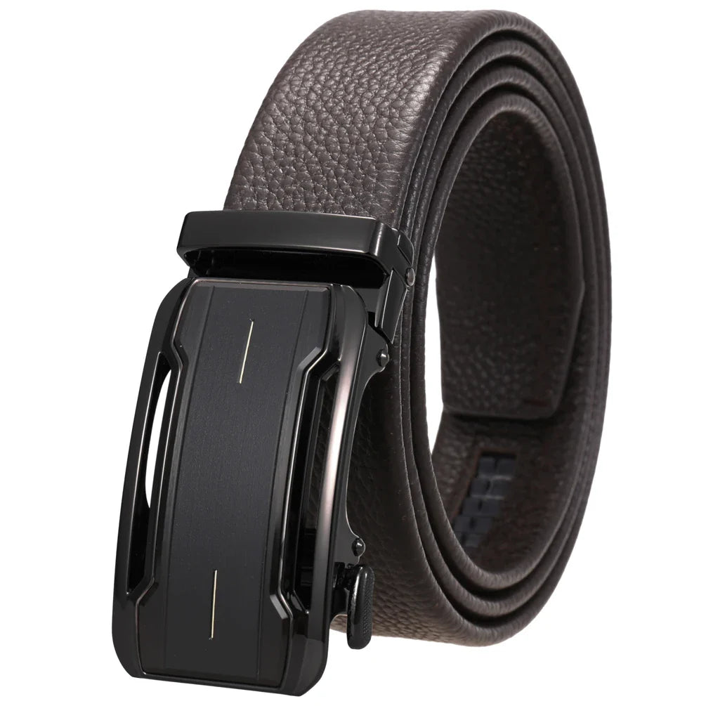 HKM-930515 Men's Custom Size Cowhide Leather Belt - Solid Design, Country of Origin: China