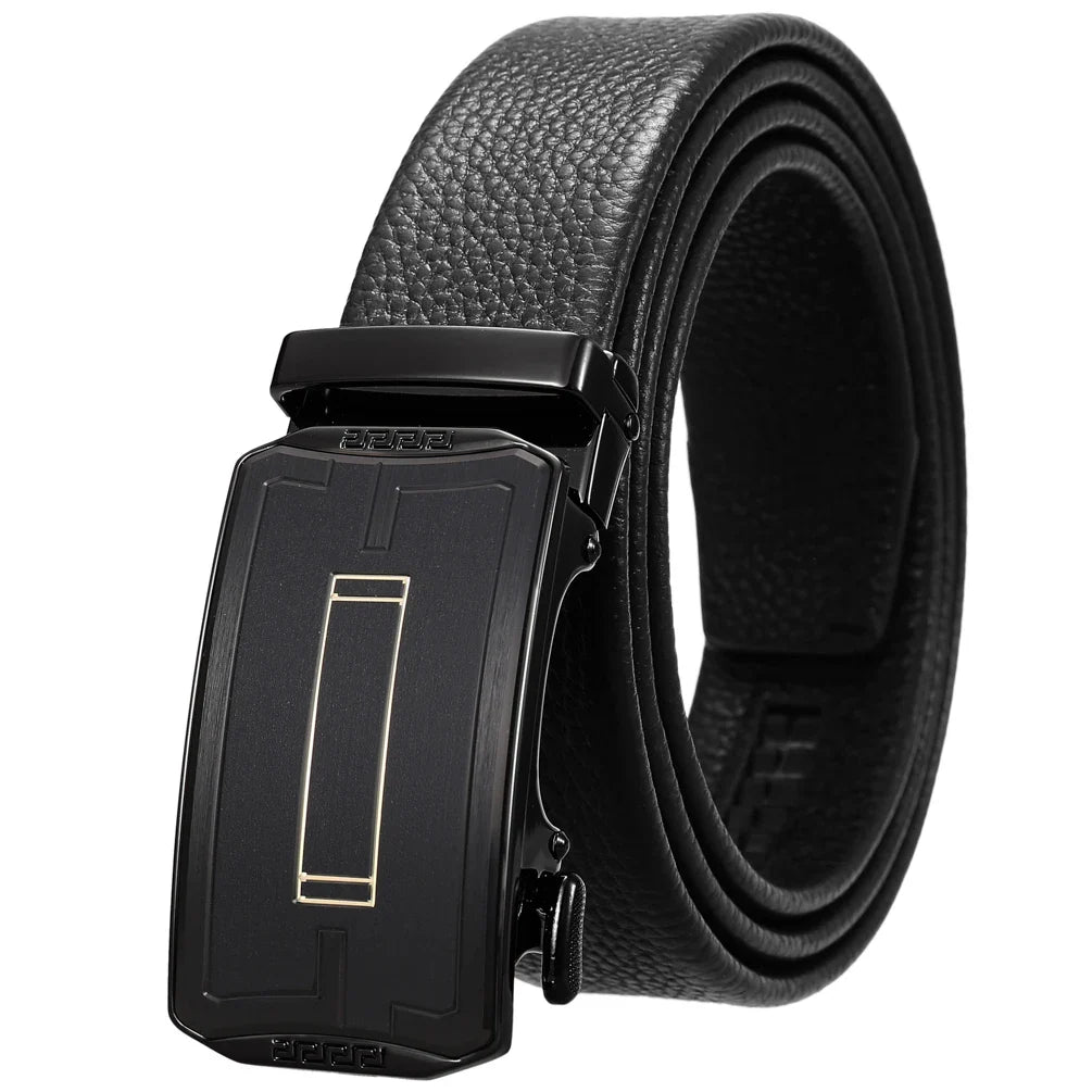 HKM-930515 Men's Custom Size Cowhide Leather Belt - Solid Design, Country of Origin: China