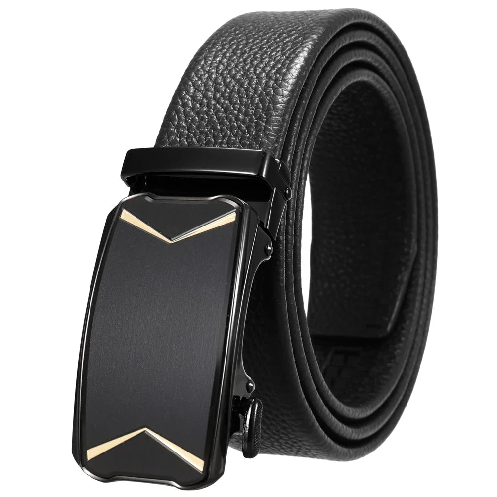 HKM-930515 Men's Custom Size Cowhide Leather Belt - Solid Design, Country of Origin: China
