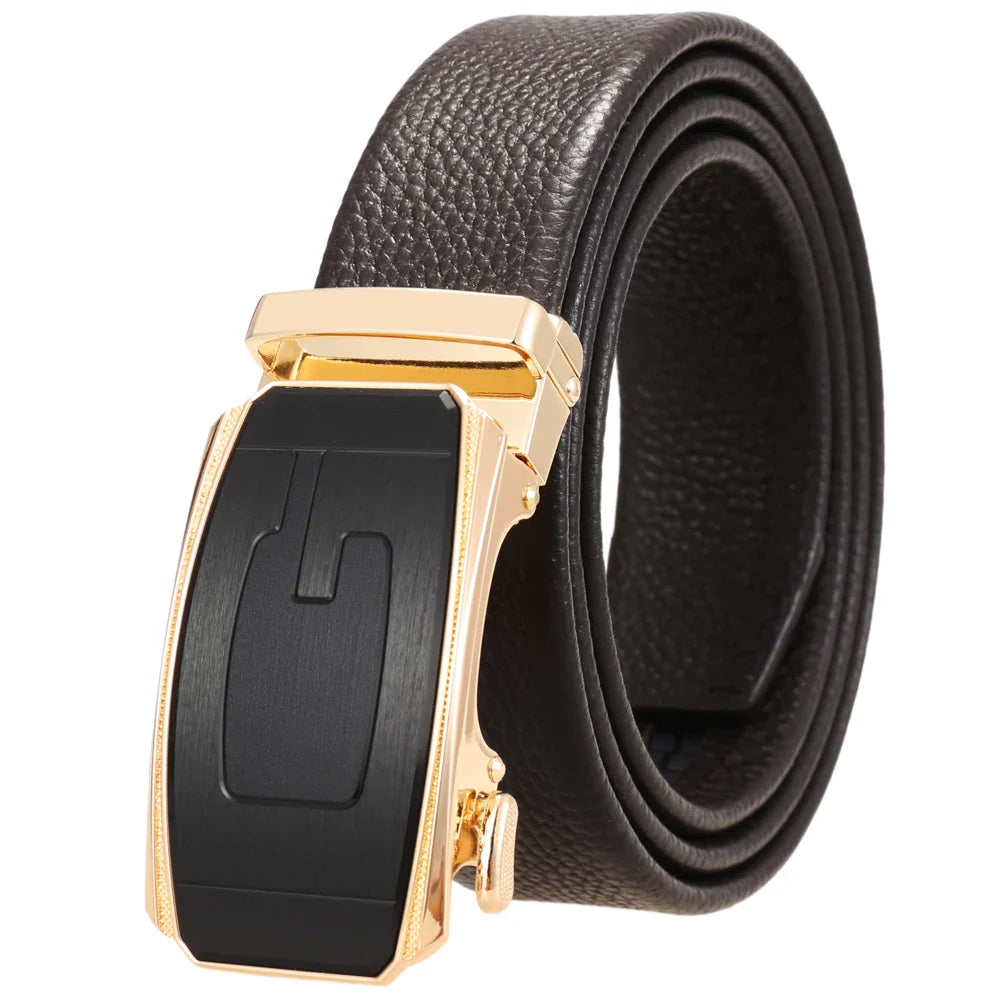 HKM-930515 Men's Custom Size Cowhide Leather Belt - Solid Design, Country of Origin: China