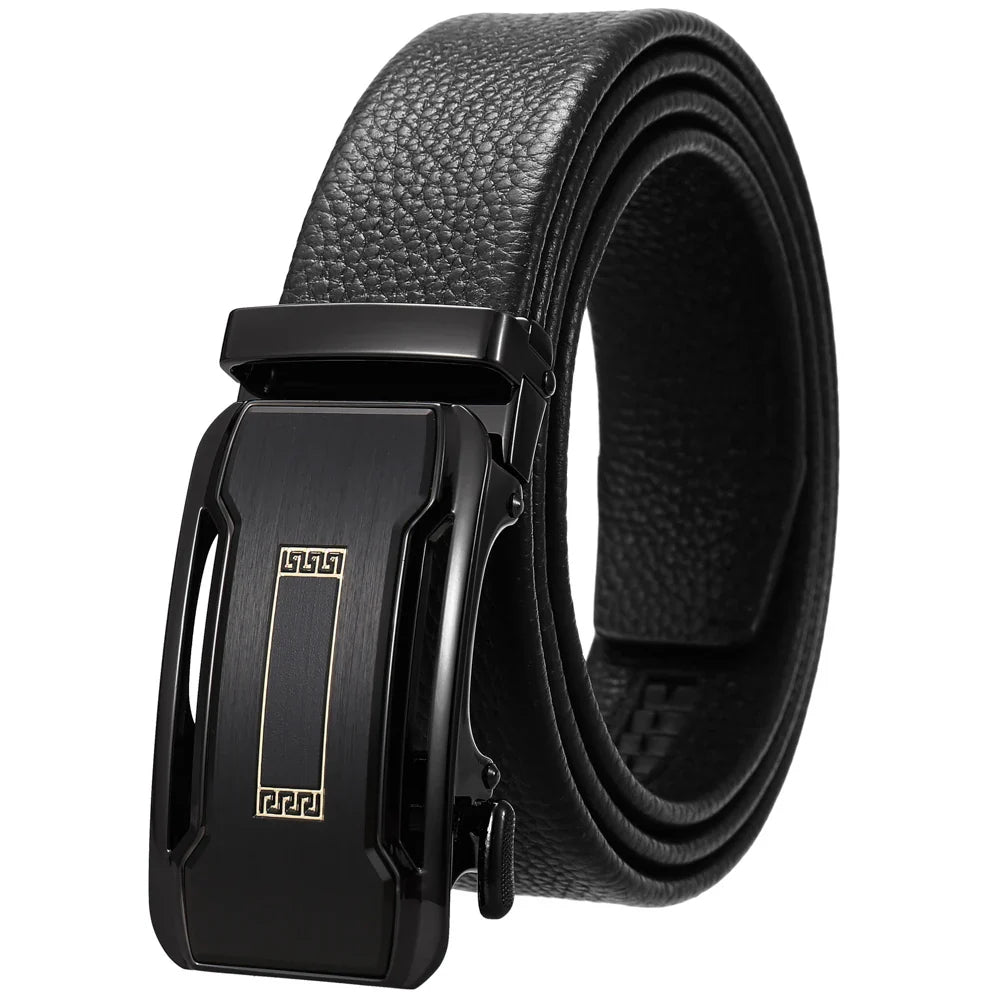 HKM-930515 Men's Custom Size Cowhide Leather Belt - Solid Design, Country of Origin: China