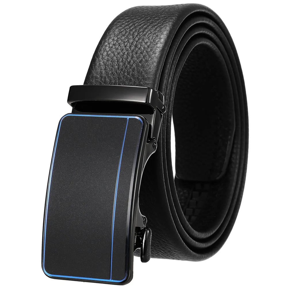 HKM-930515 Men's Custom Size Cowhide Leather Belt - Solid Design, Country of Origin: China