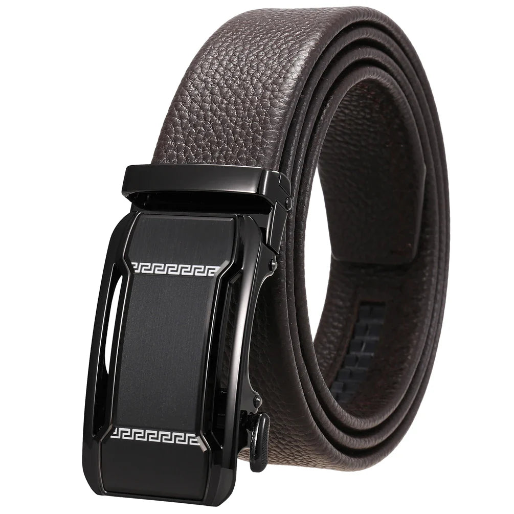 HKM-930515 Men's Custom Size Cowhide Leather Belt - Solid Design, Country of Origin: China