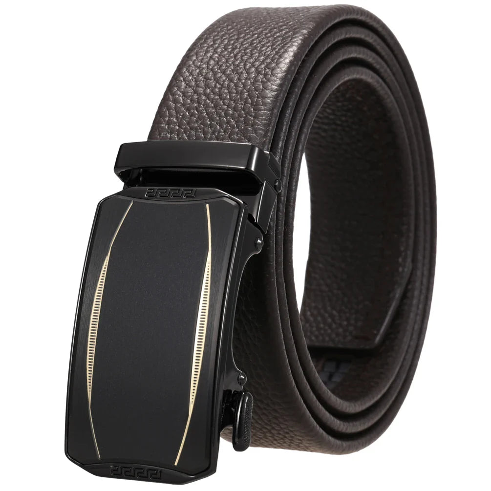 HKM-930515 Men's Custom Size Cowhide Leather Belt - Solid Design, Country of Origin: China