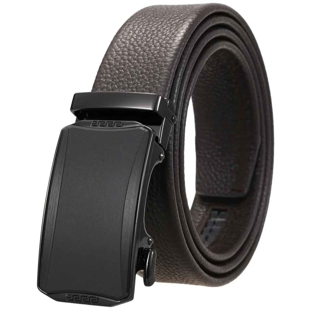 HKM-930515 Men's Custom Size Cowhide Leather Belt - Solid Design, Country of Origin: China