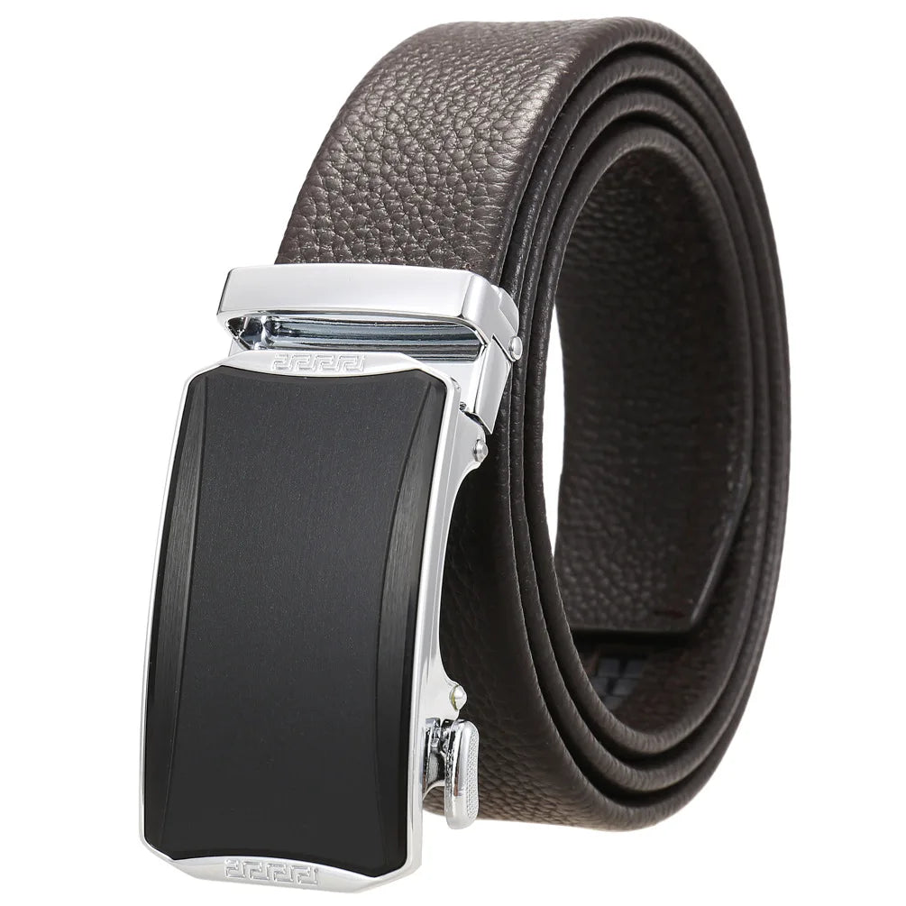 HKM-930515 Men's Custom Size Cowhide Leather Belt - Solid Design, Country of Origin: China