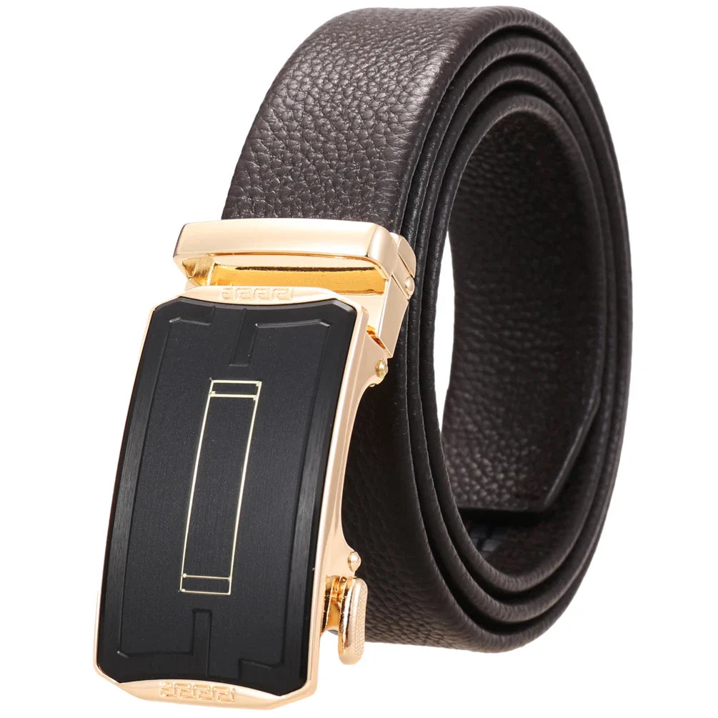 HKM-930515 Men's Custom Size Cowhide Leather Belt - Solid Design, Country of Origin: China