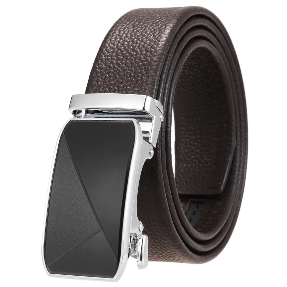 HKM-930515 Men's Custom Size Cowhide Leather Belt - Solid Design, Country of Origin: China