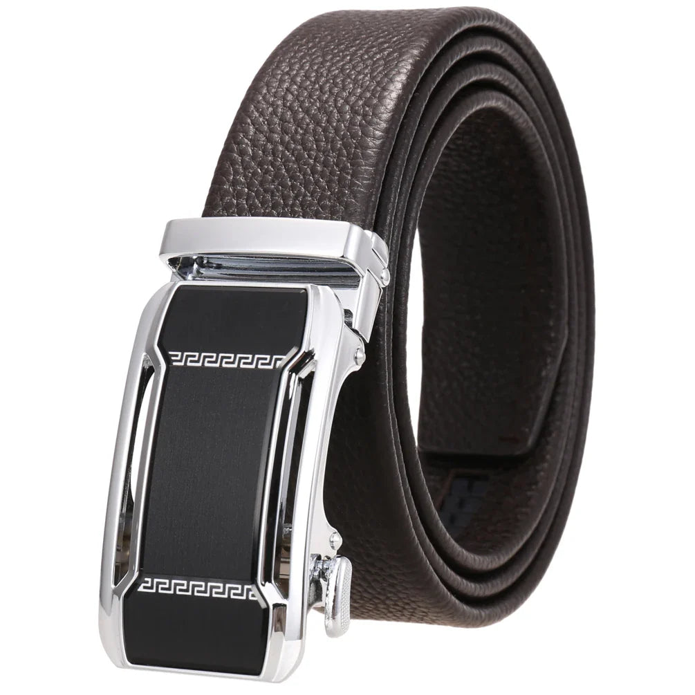 HKM-930515 Men's Custom Size Cowhide Leather Belt - Solid Design, Country of Origin: China