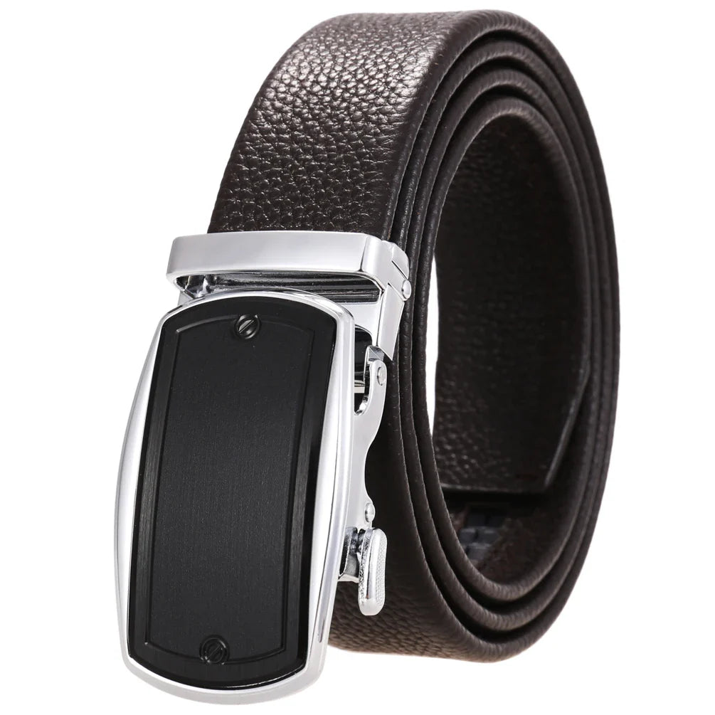 HKM-930515 Men's Custom Size Cowhide Leather Belt - Solid Design, Country of Origin: China